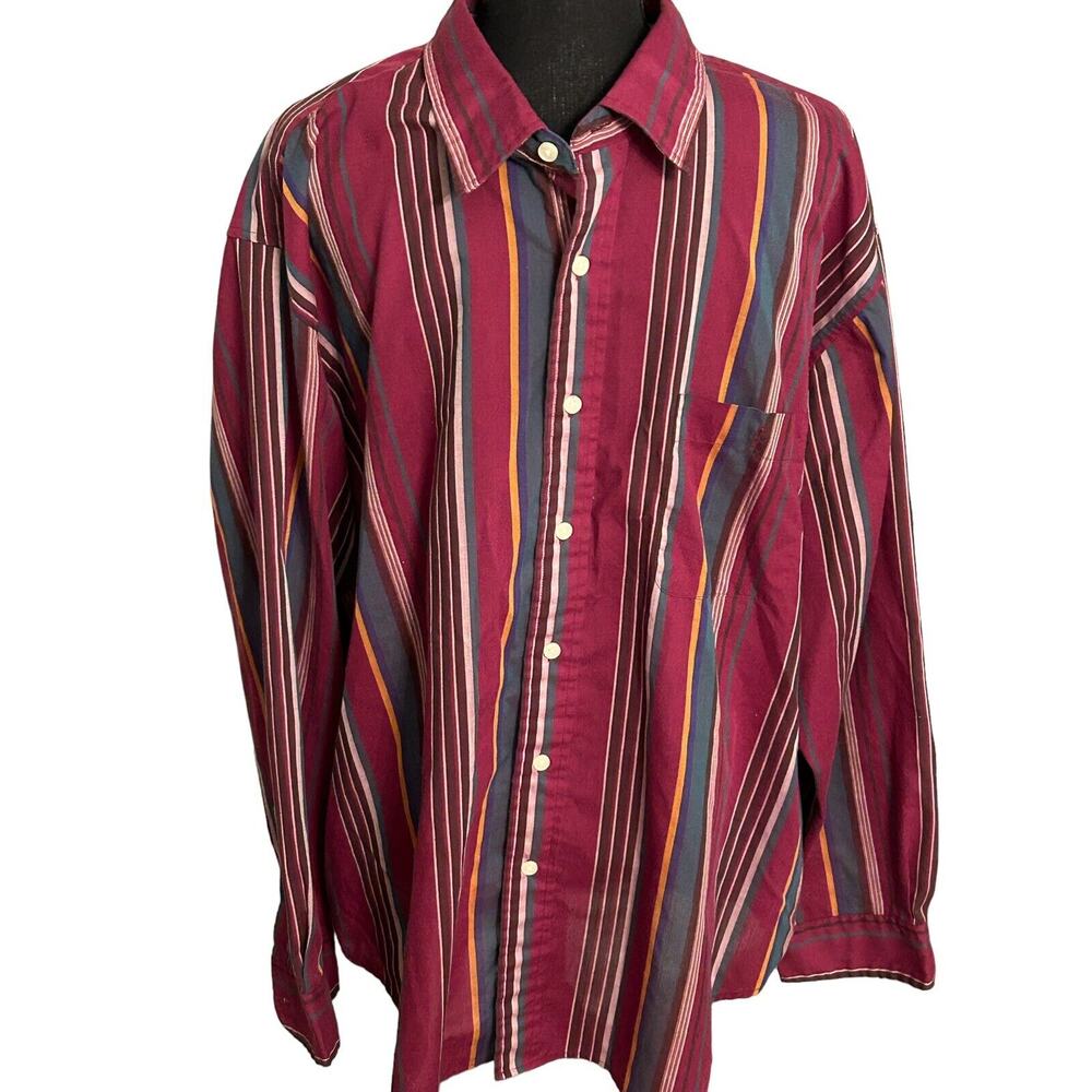 TownCraft Button Up Shirt Mens XXL‎ 18-18.5 Neck Multicolor Long Sleeve